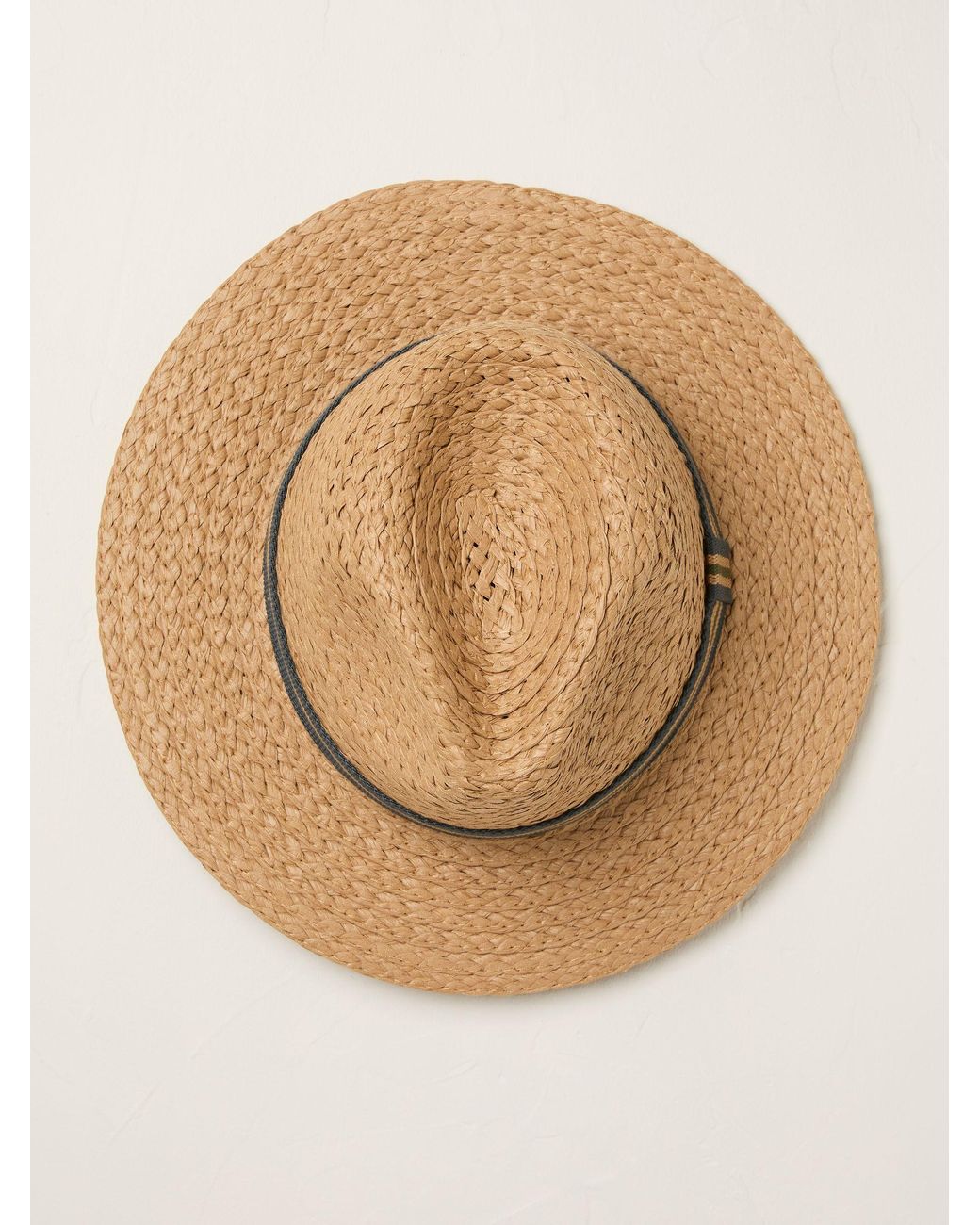 FatFace Natural Stripes Detail Fedora Straw Hat for men