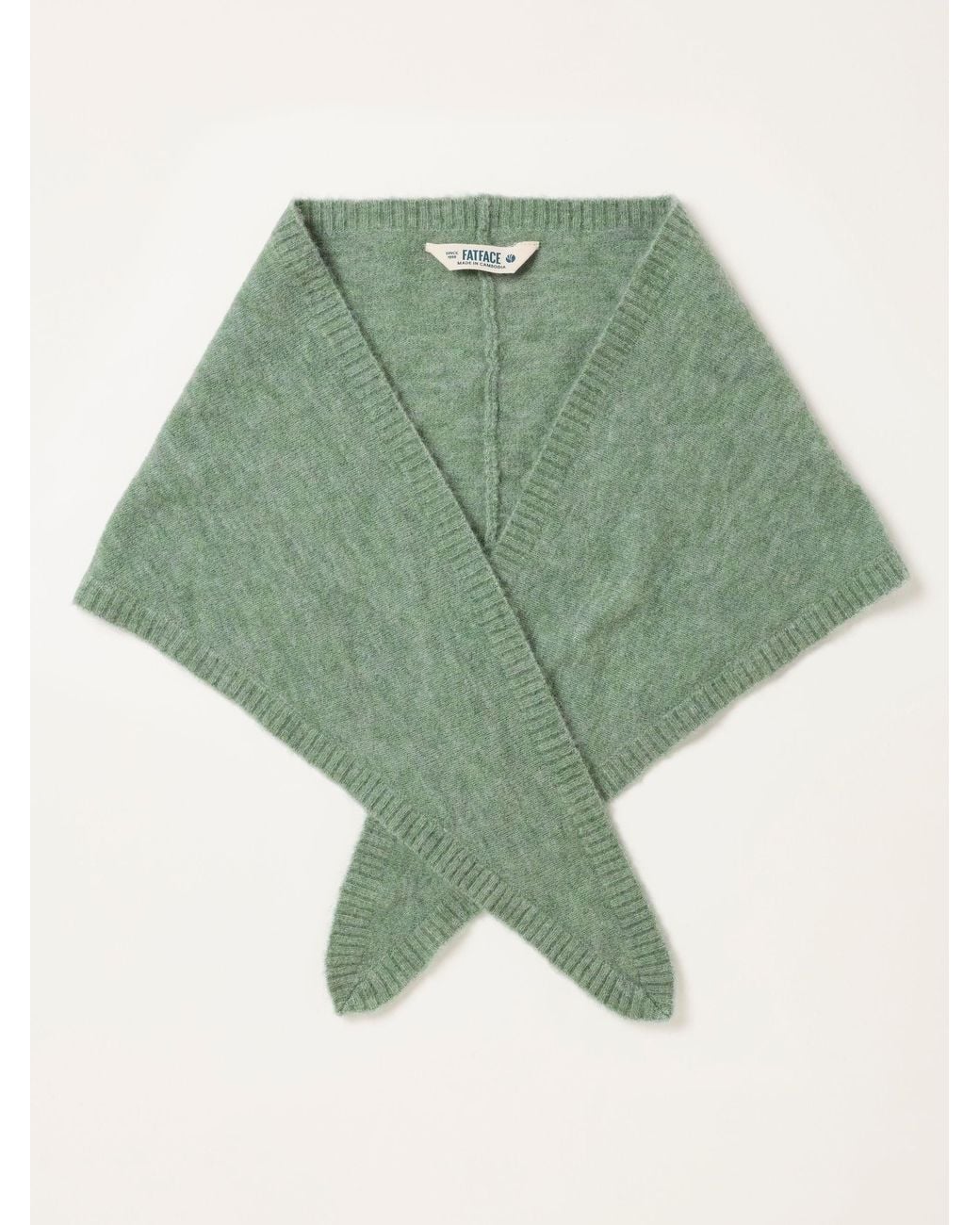FatFace Green Fatface Halle Wool Rich Soft Triangle Scarf