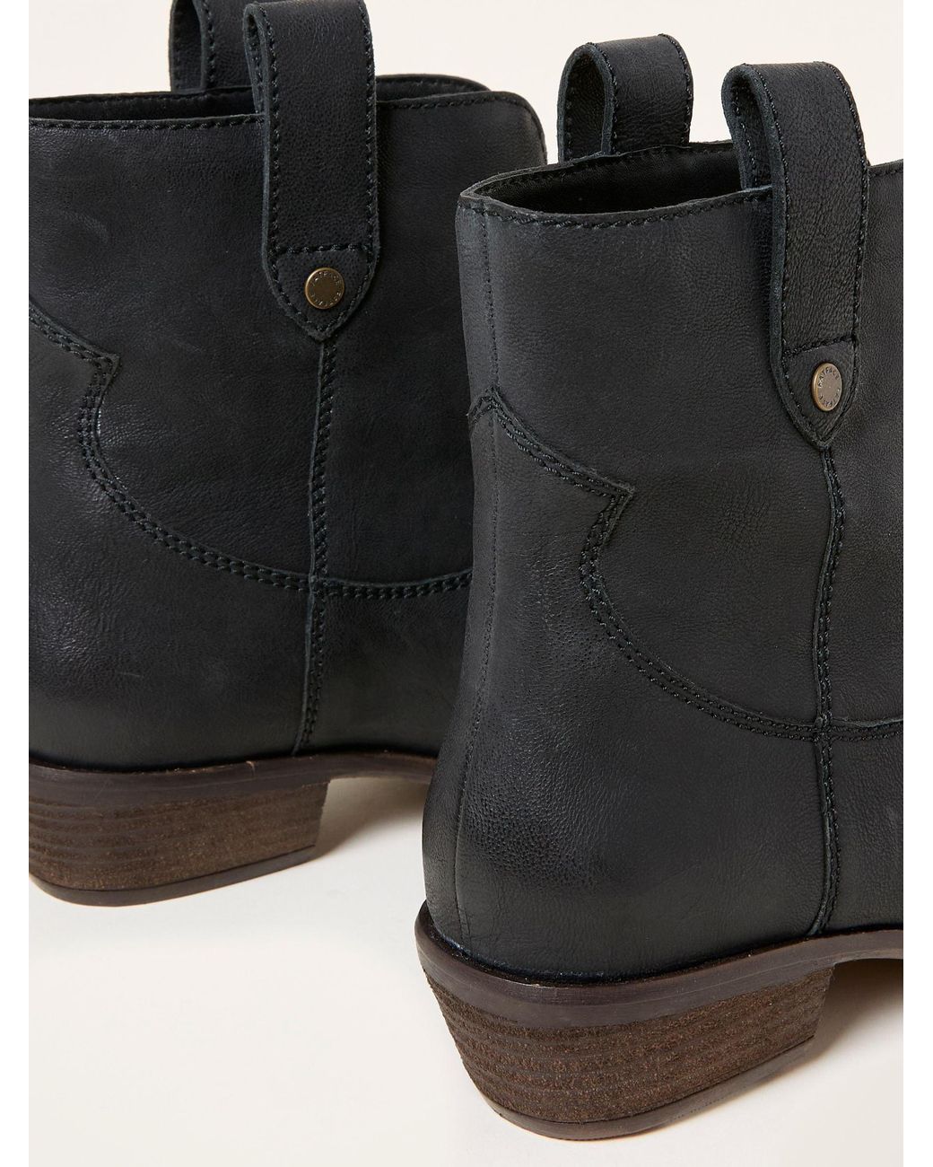 FatFace Black Fatface Remi Regular Fit Leather Ankle Boot