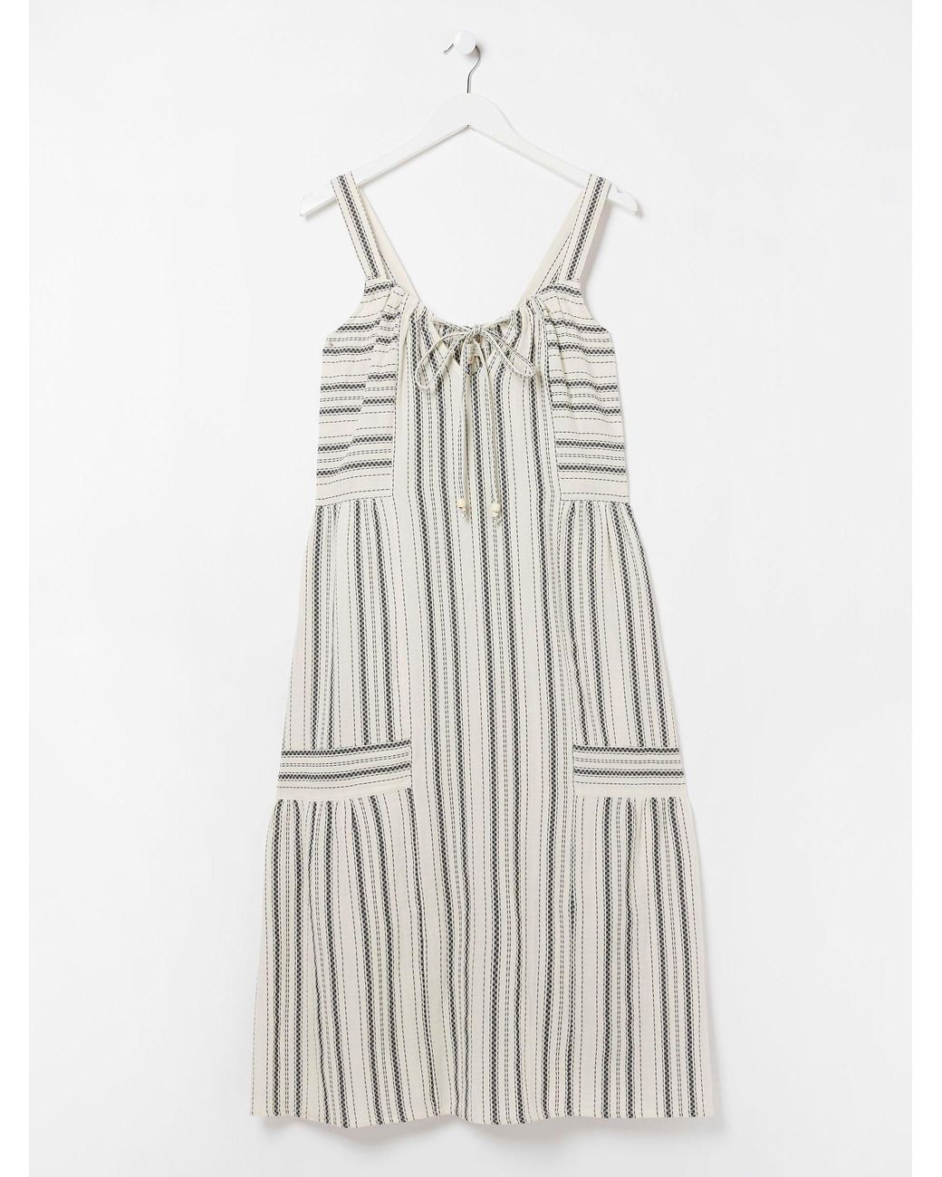 FatFace Natural Tulum Stripe Midi Dress