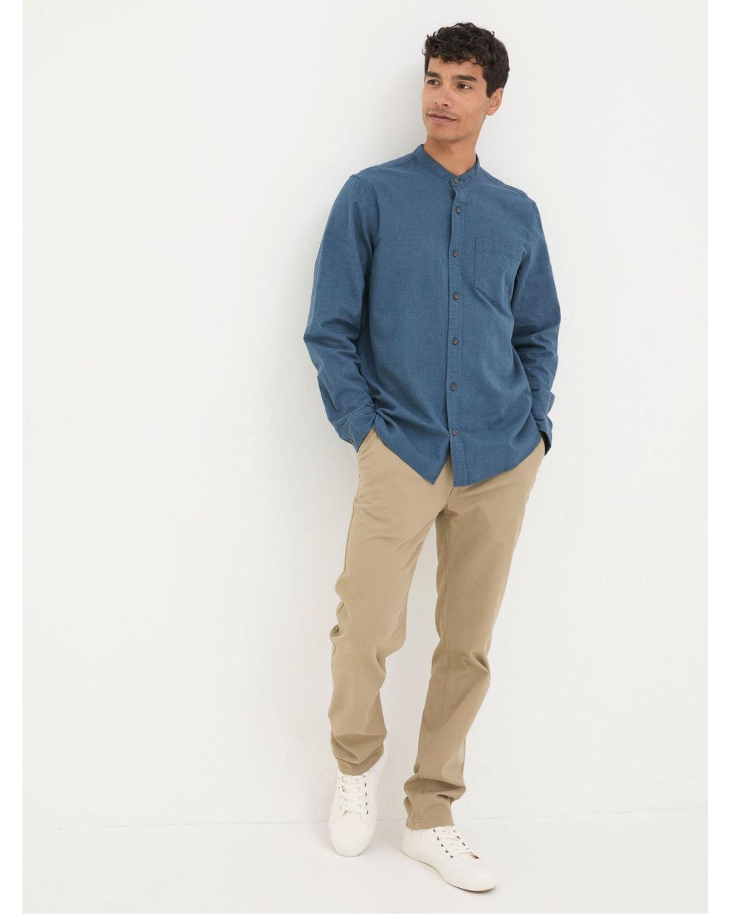 FatFace Blue Fatface Tadlow Grandad Shirt for men