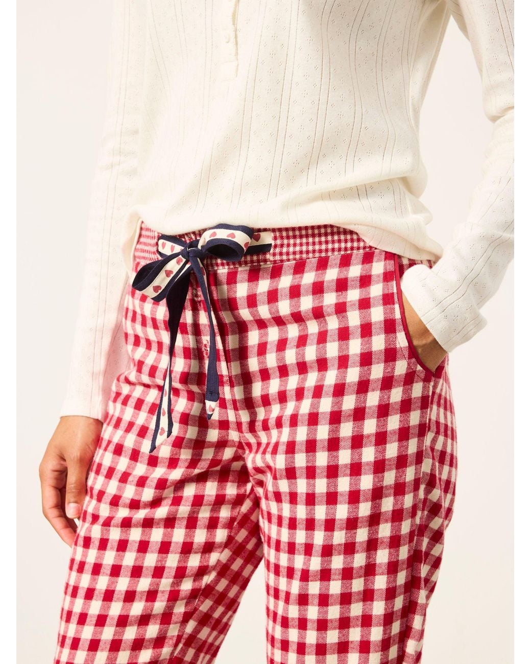 FatFace Red Eva Gingham Pyjama Bottoms