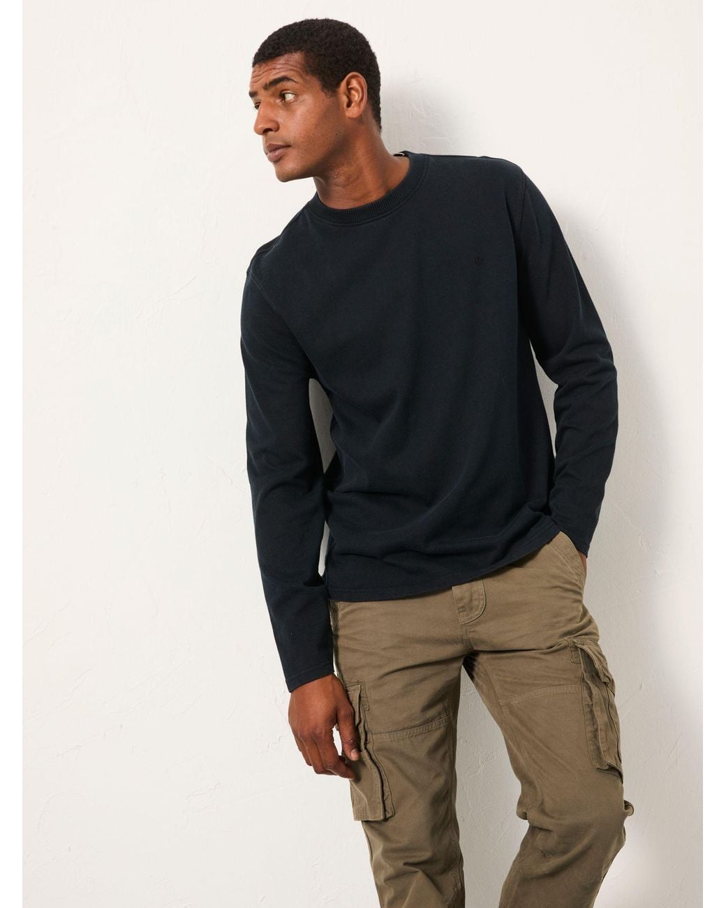 FatFace Blue Alton Long Sleeve Heavyweight Relaxed Fit T-Shirt for men