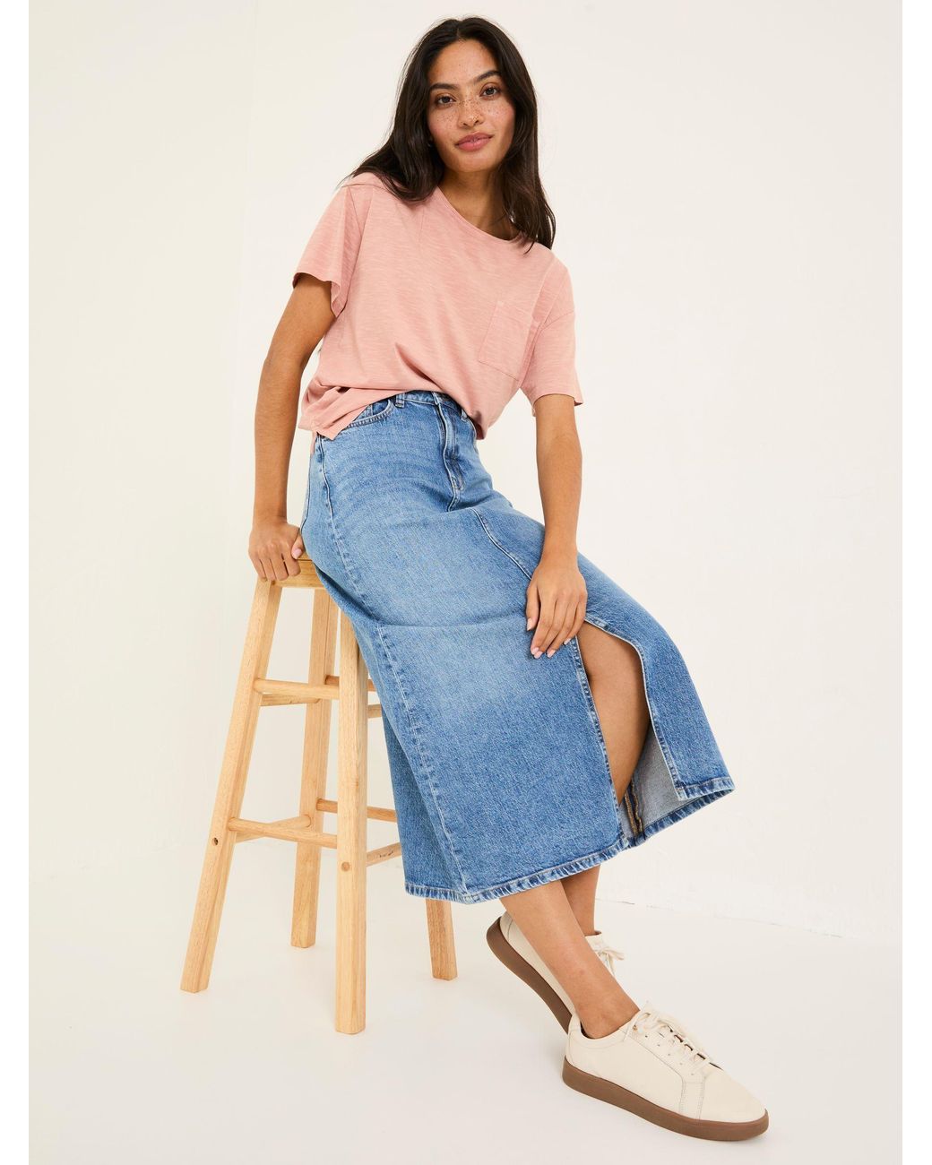 FatFace Blue Carla Midi Skirt