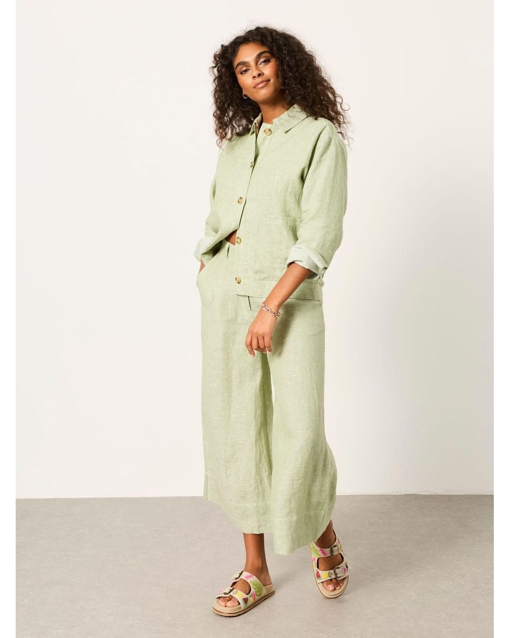 FatFace Green Fatface Darcy Petite Linen Jacket