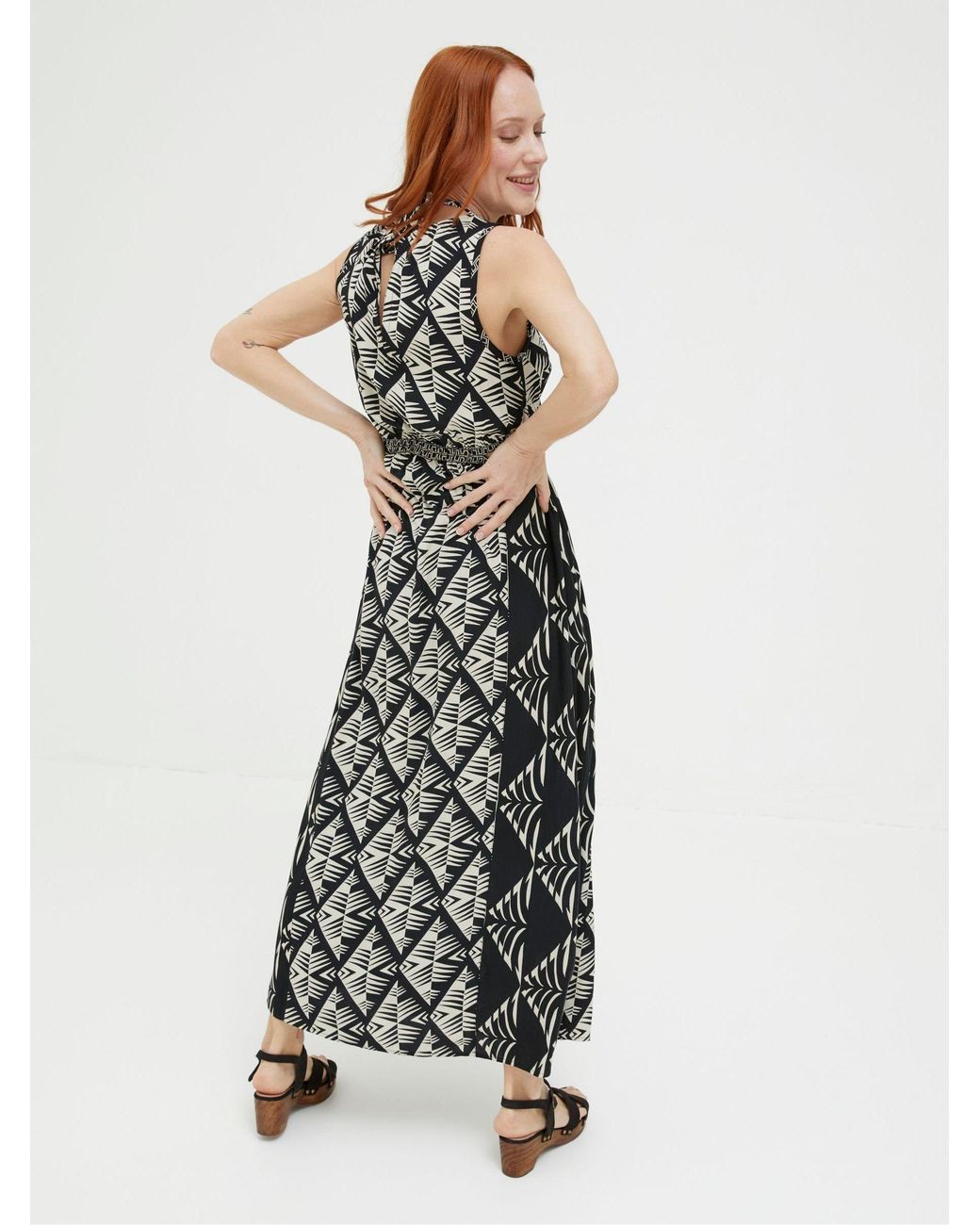 FatFace White Fatface Harrie Geo Cut Out Midi Beach Dress