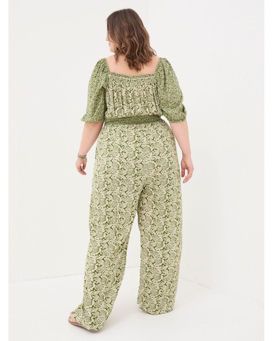 FatFace Green Eva Damask Floral Jumpsuit