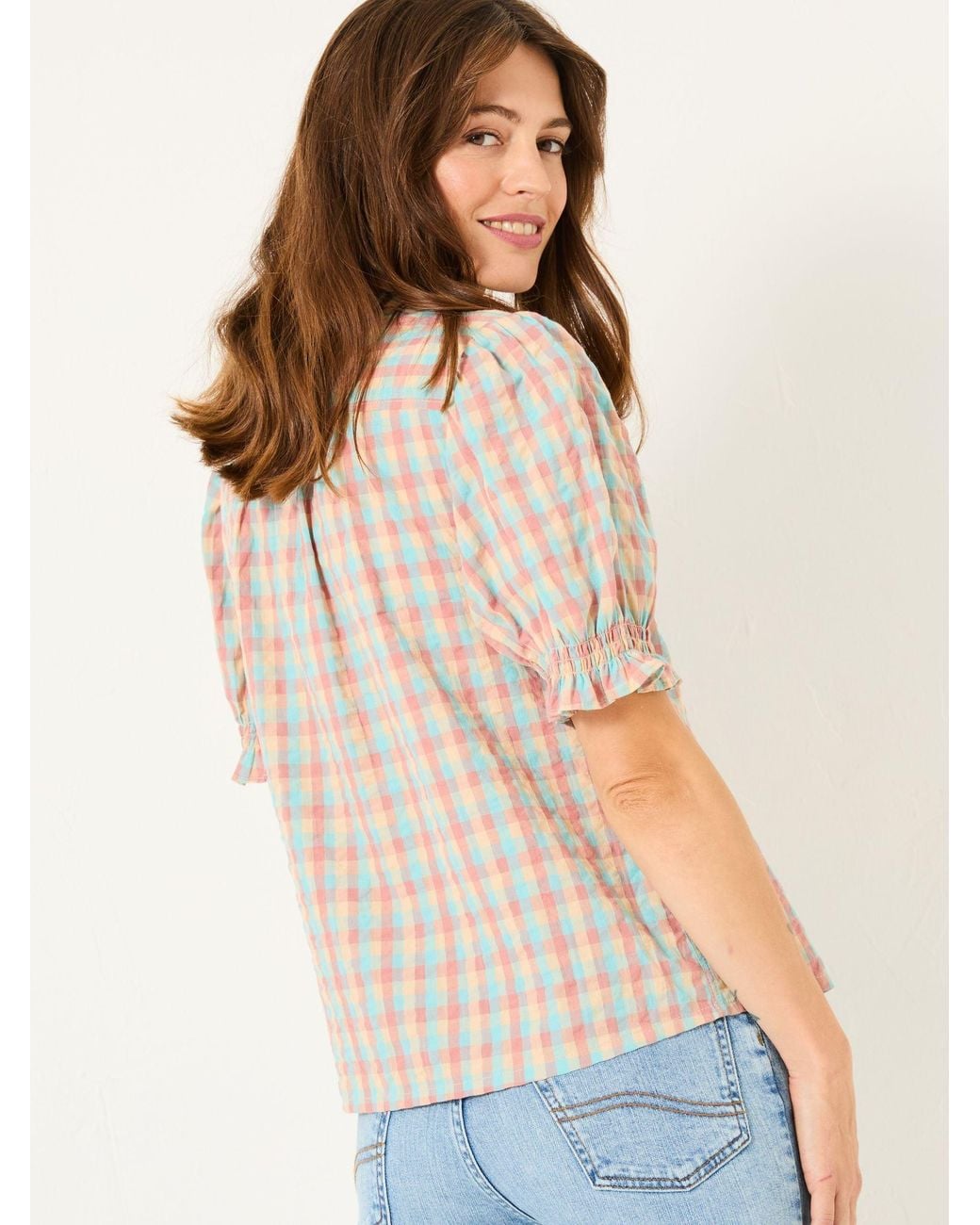 FatFace Blue Kat 100% Cotton Embroidered Shirt