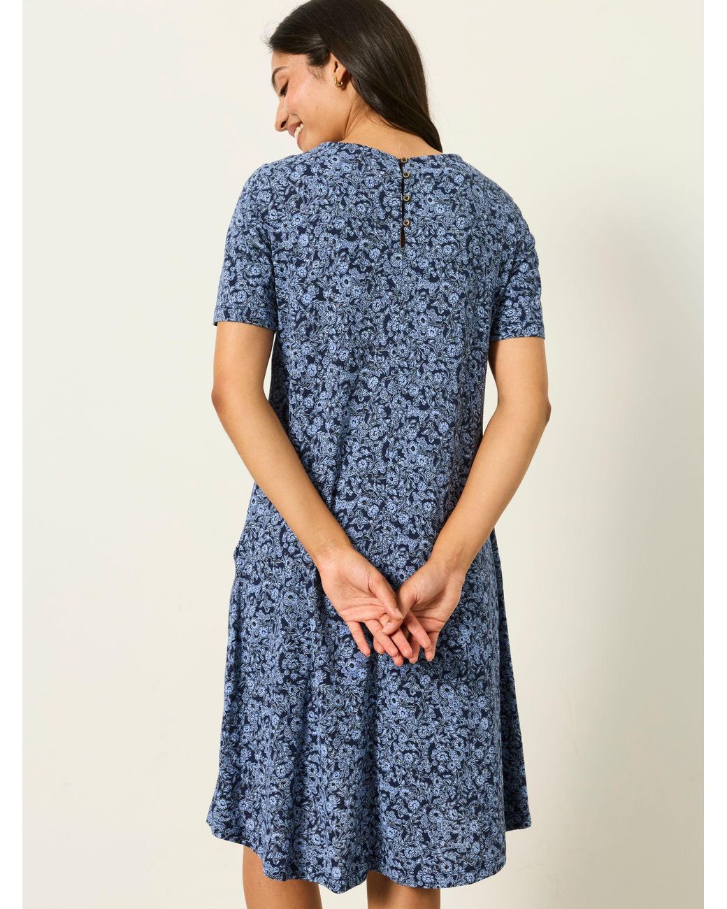FatFace Blue Simone Petite Floral Jersey Dress