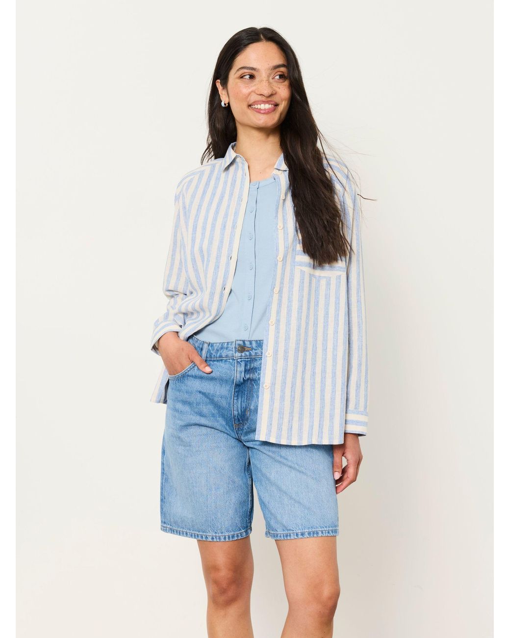 FatFace Blue Bessie Petite Stripe Shirt
