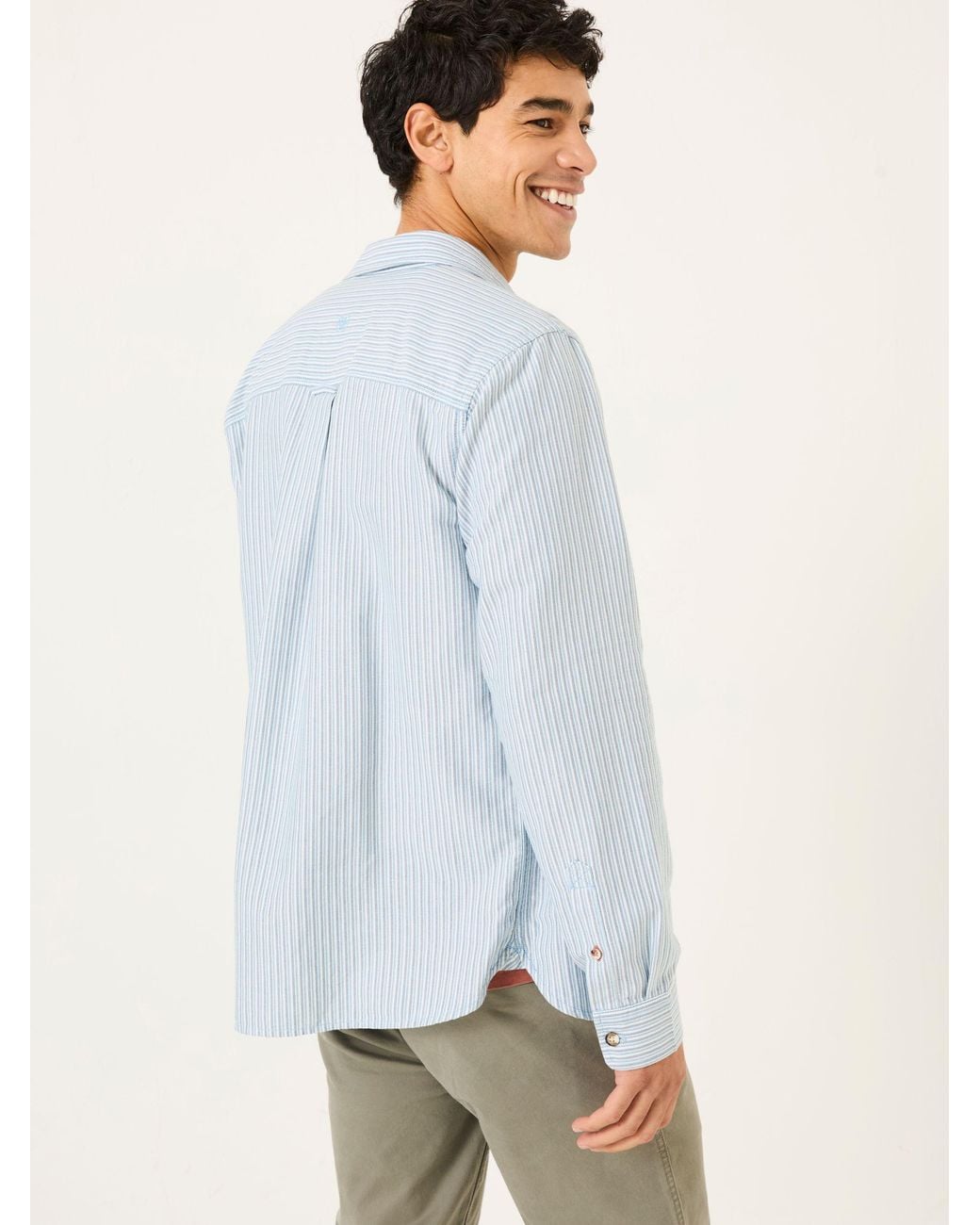 FatFace White Mill Long Sleeve Stripe Shirt for men