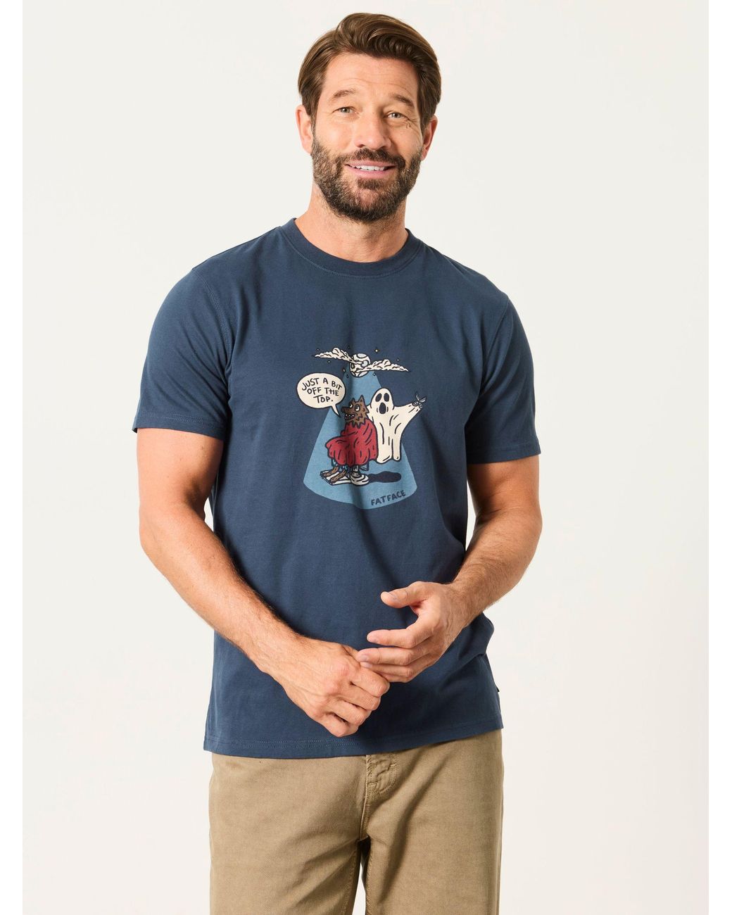 FatFace Blue Halloween Warewolf Graphic T-Shirt for men