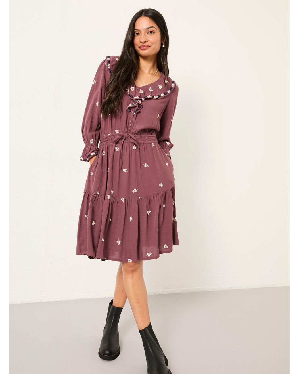 FatFace Orla Petite Embroidered Dress