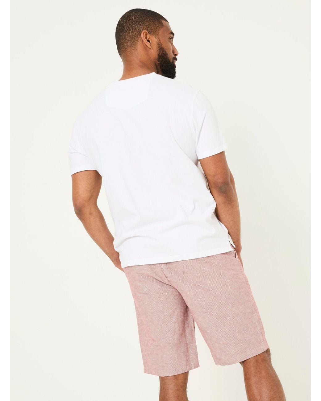 FatFace Pink Mawes Cotton Linen Chino Shorts for men