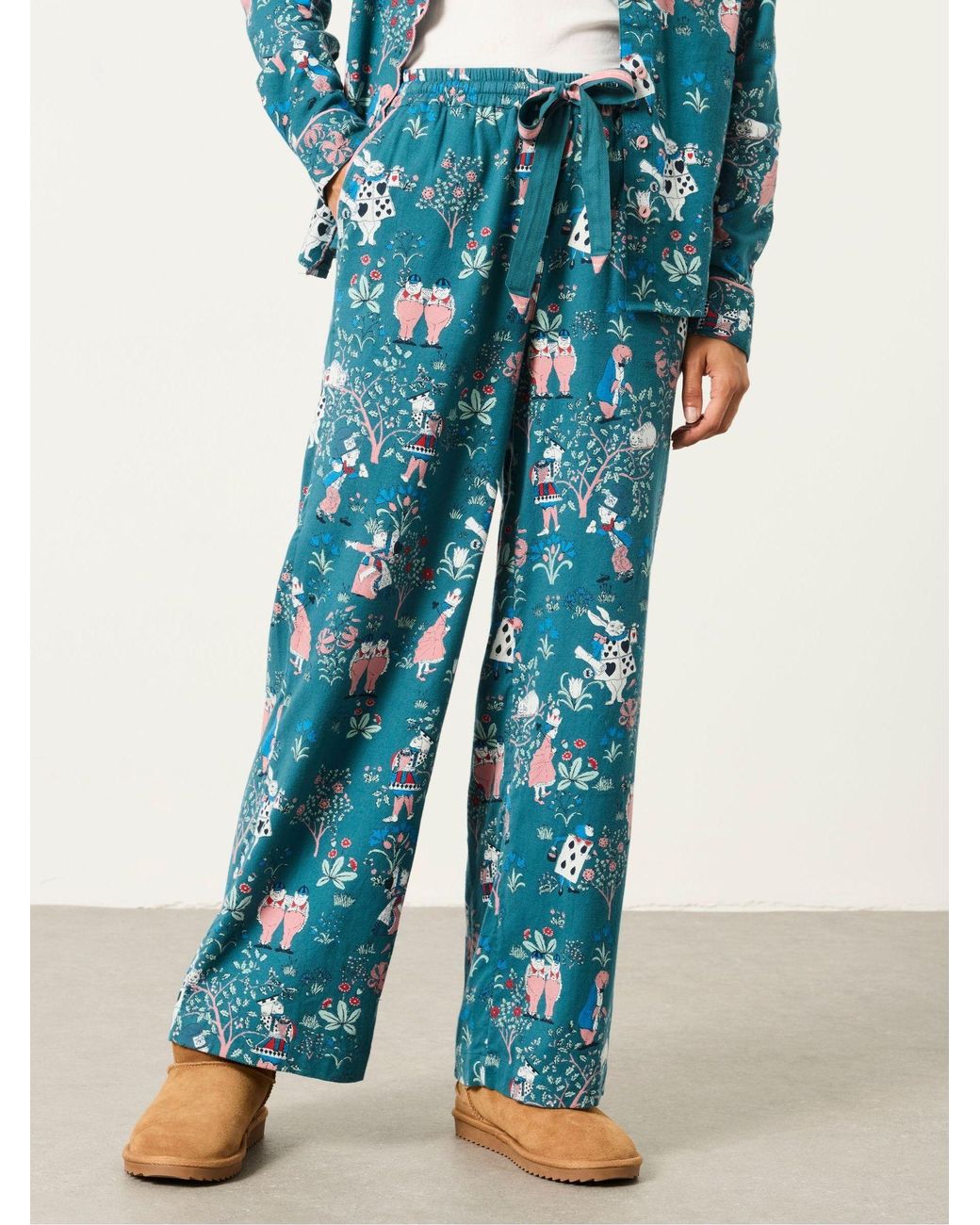 FatFace Blue V & A Scalloped Magic Garden Trouser And Shirt Pyjama Set