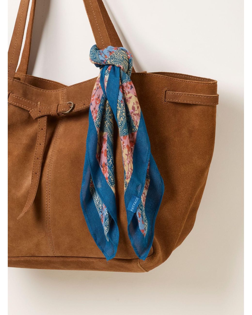 FatFace Blue Patchwork Printed Square Scarf