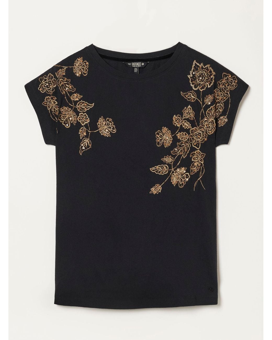 FatFace Black Ivy Embroidered Sparkle T Shirt