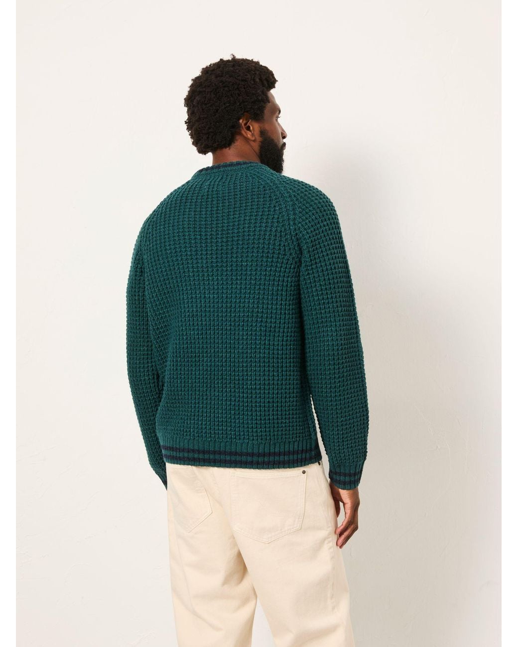 FatFace Green Tipped Crew Neck Knitted Jumper for men