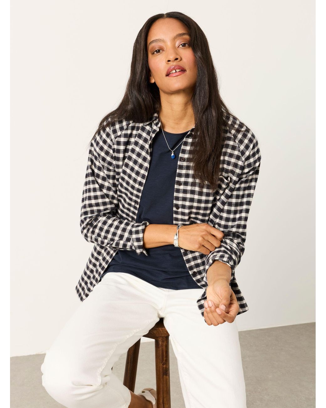 FatFace Blue Bessie Petite Check Shirt