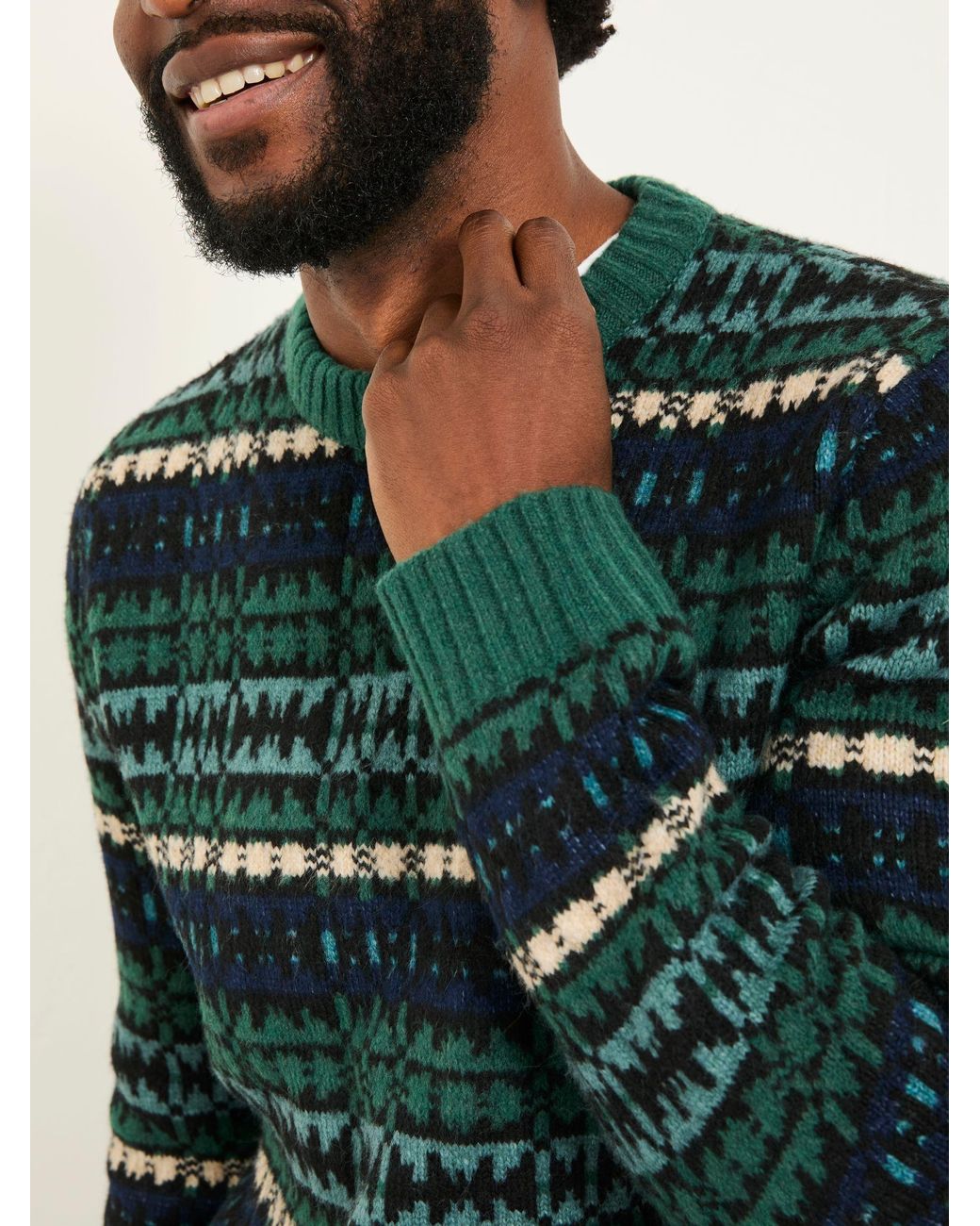 FatFace Blue Blanket Crew Knitted Jumper for men
