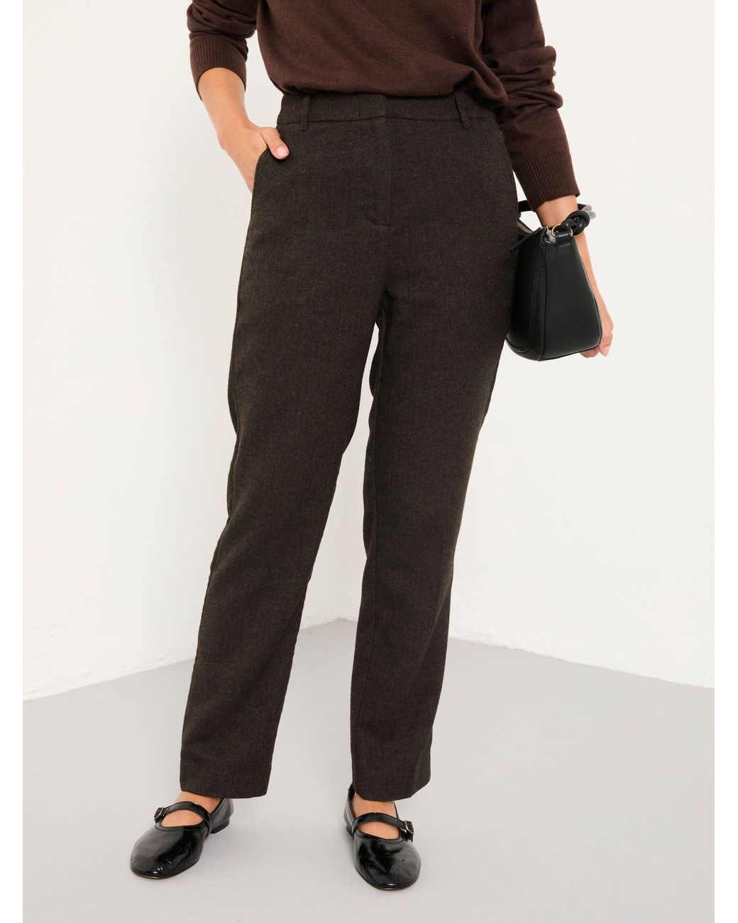 FatFace Black Tilly Herringbone Tapered Trousers
