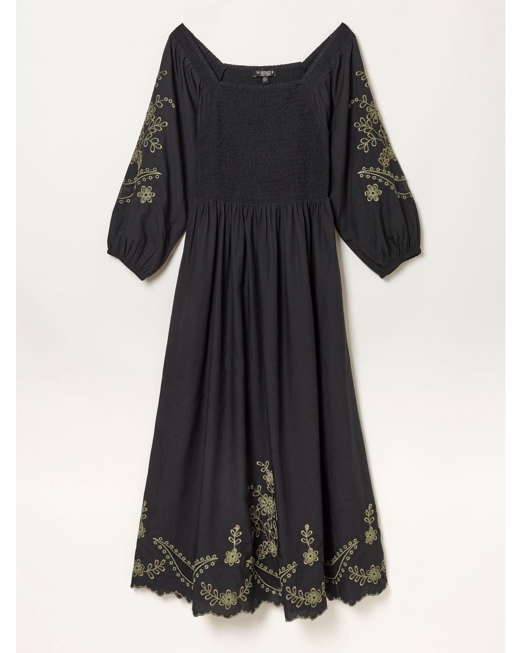 FatFace Black Fatface Embroidered Midi Dress