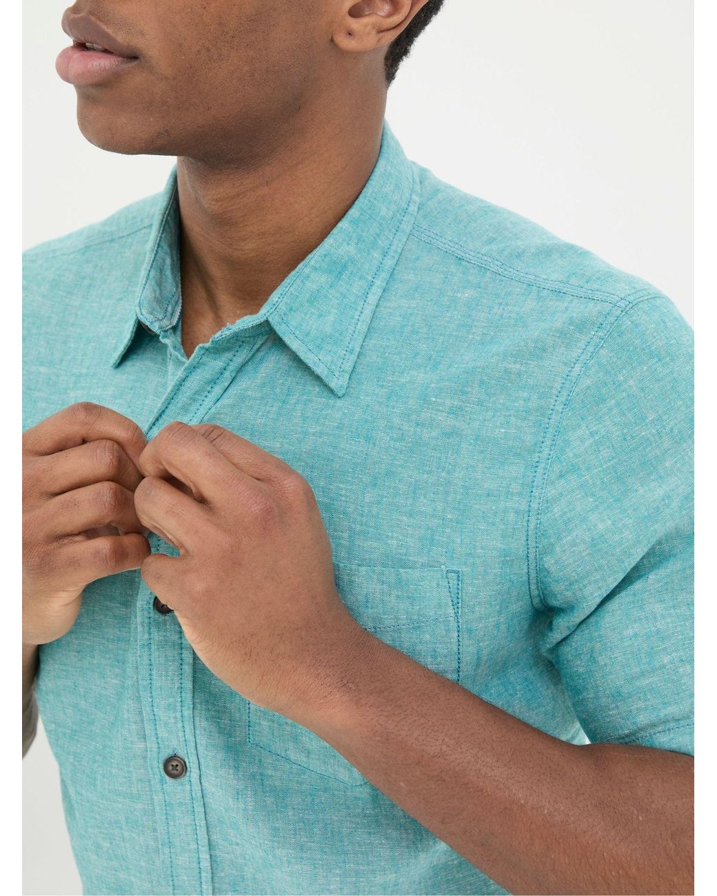 FatFace Blue Bugle Linen Cotton Shirt for men