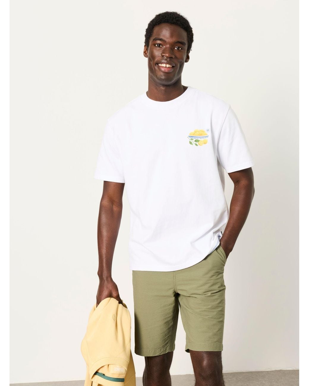 FatFace White Relaxed Fit Squeeze The Day Graphic Tshirt for men