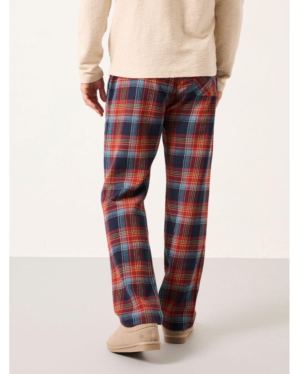 FatFace Red Lomond Check Open Hem Pyjama Bottoms for men