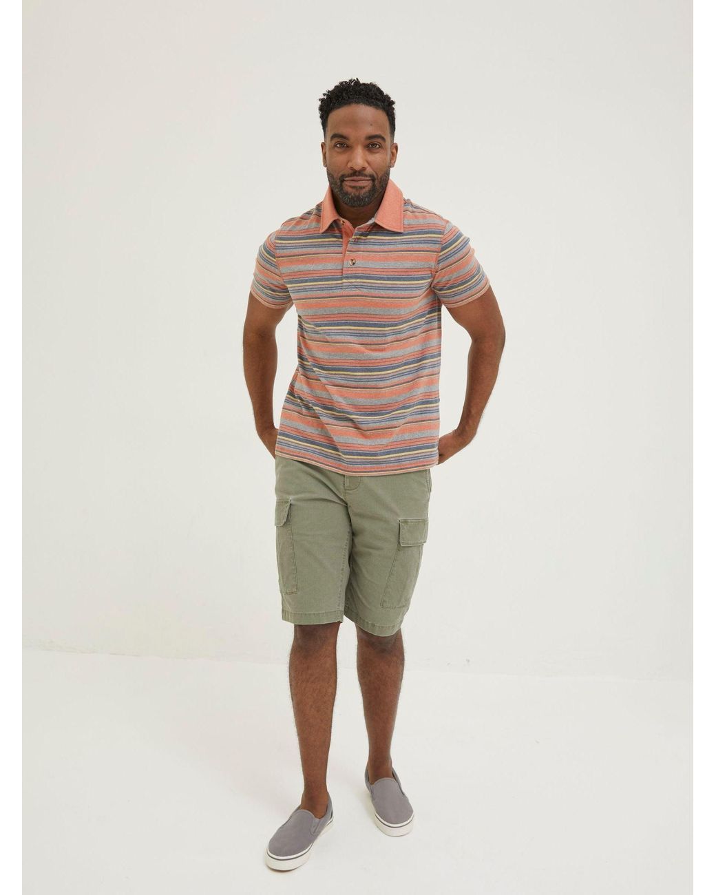 FatFace Brown Fatface Penzance Stripe Polo Shirt for men