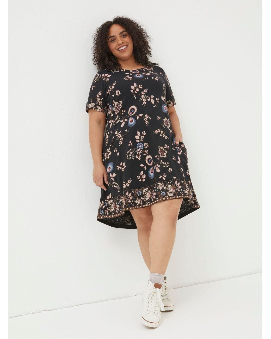 FatFace Black Simone Fall Floral Jersey Dress