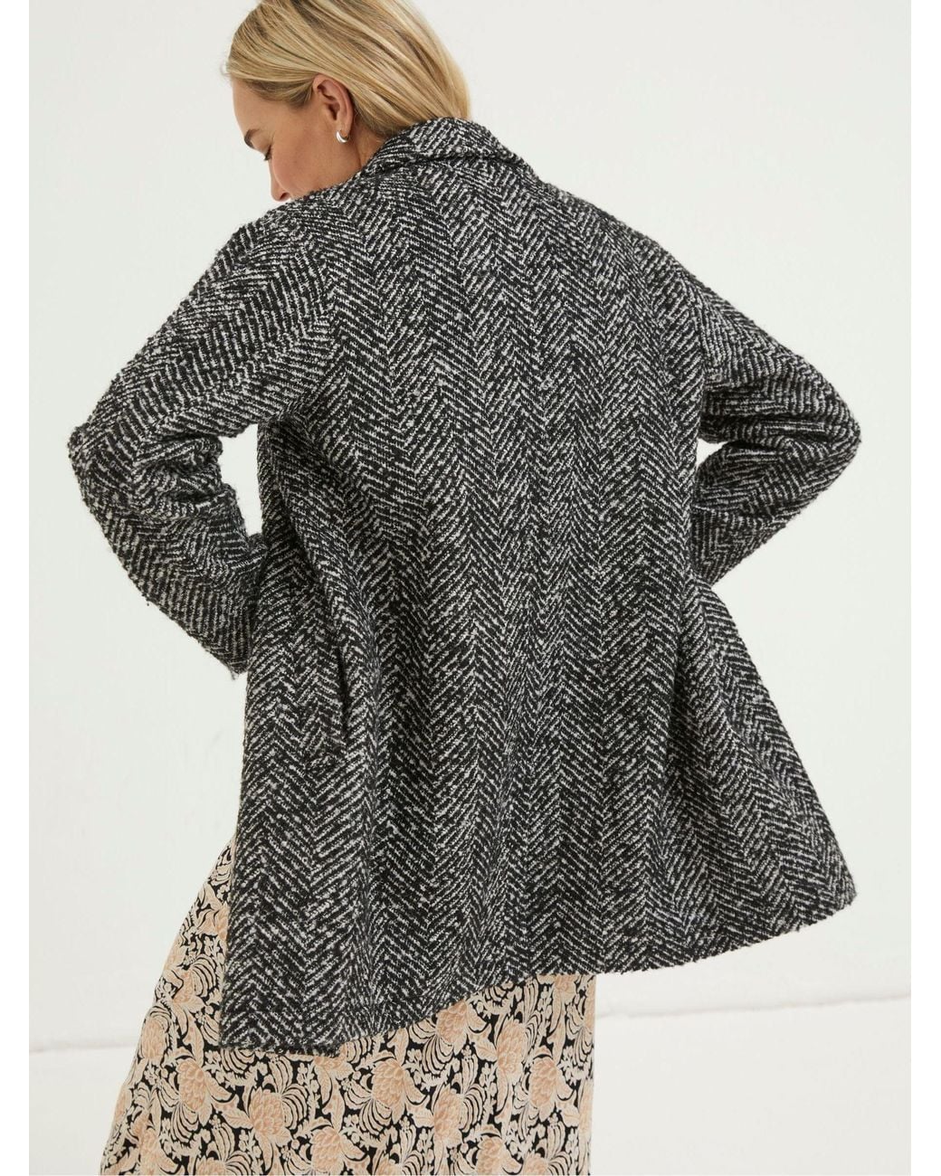 FatFace Gray Marin Wool Blend Coat