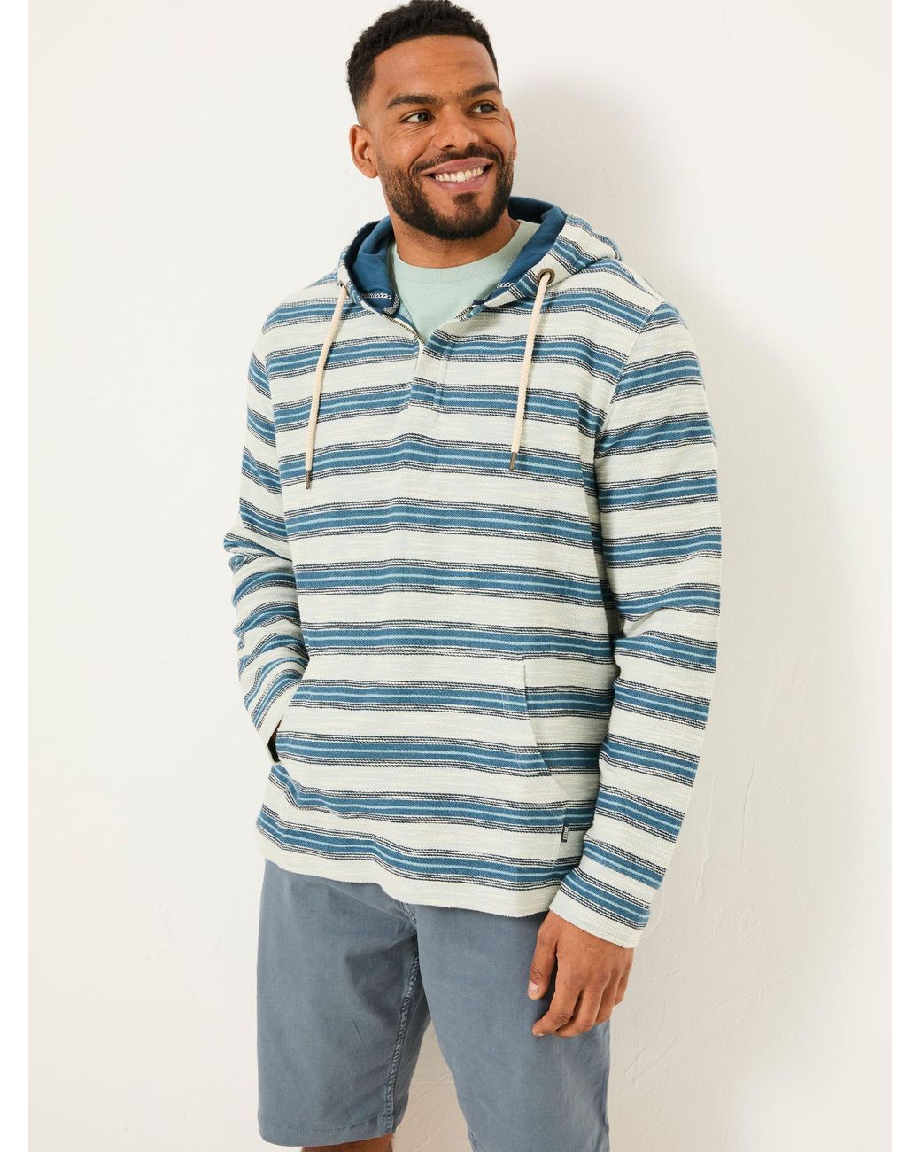 FatFace Gray Trescowe Stripe Half Zip Sweat for men