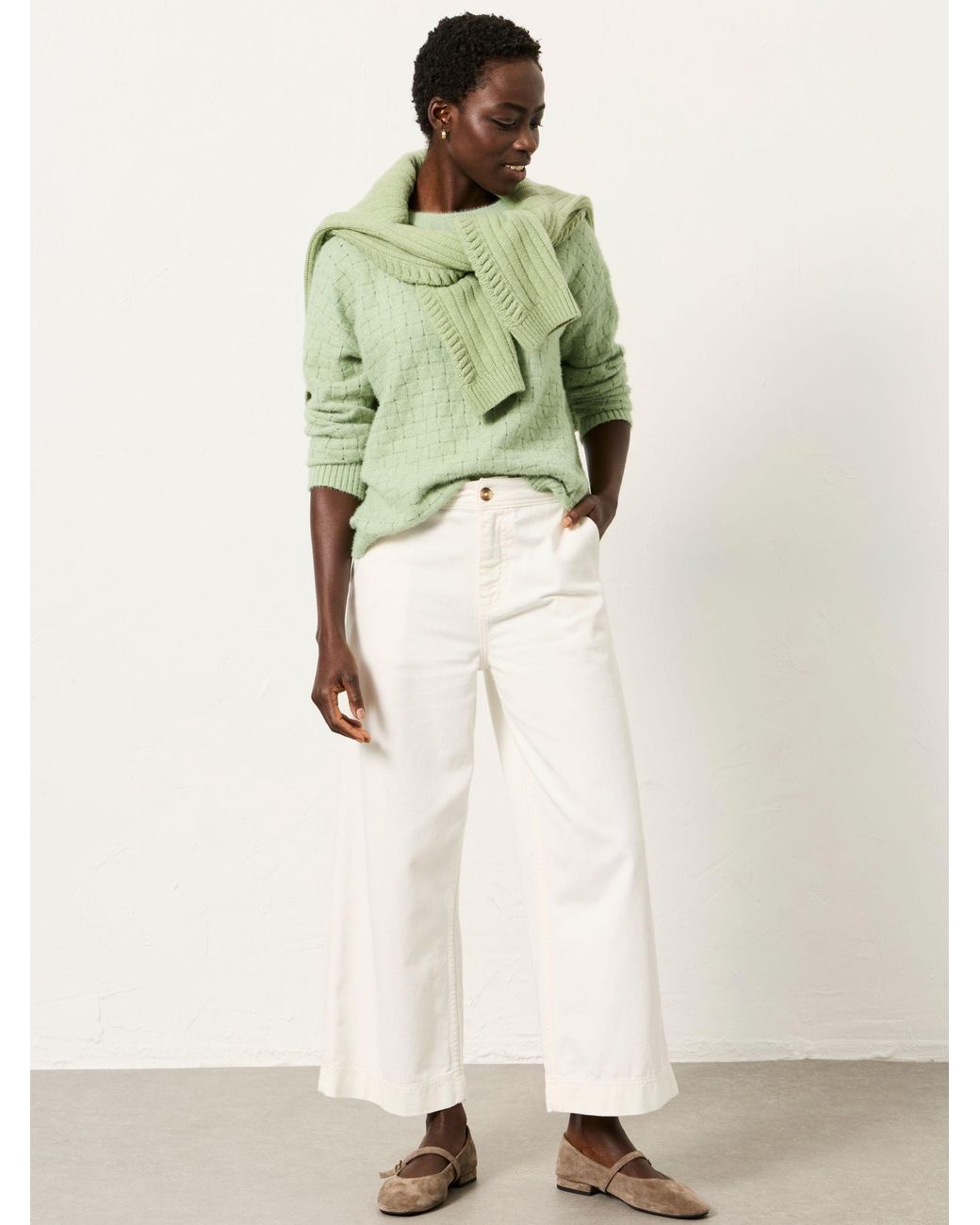 FatFace Natural Fatface Hove Wide Leg Cropped Trousers