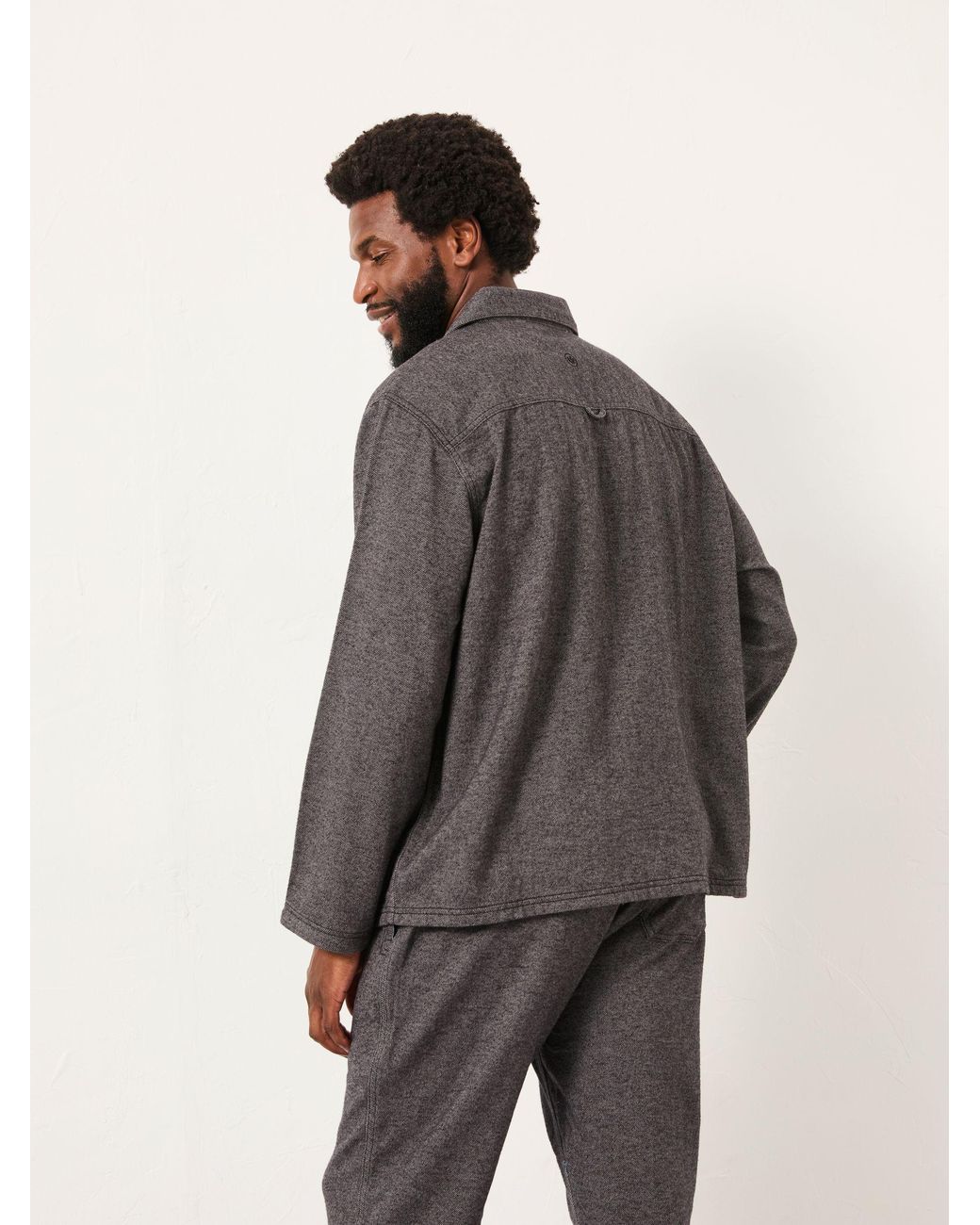 FatFace Gray Brushed Twill Pyjama Shirt for men