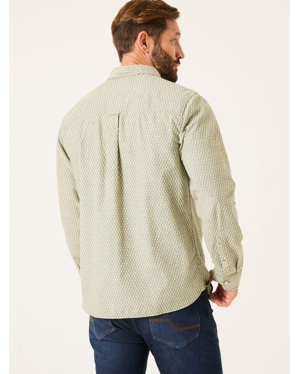 FatFace Natural Geo Print Long Sleeve Shirt for men
