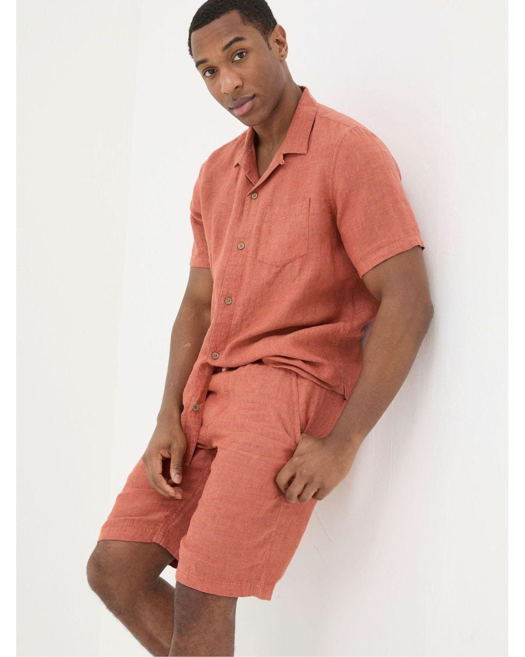 FatFace Green Seaton Linen Pull On Shorts for men