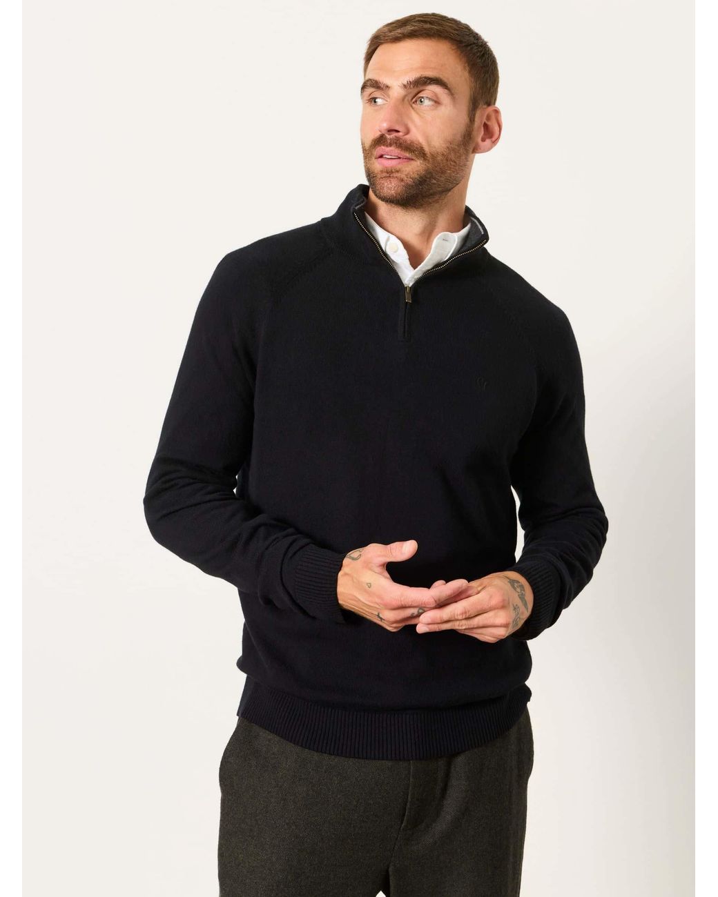 FatFace Black Fatface Rye Quarter Zip Knitted Jumper for men