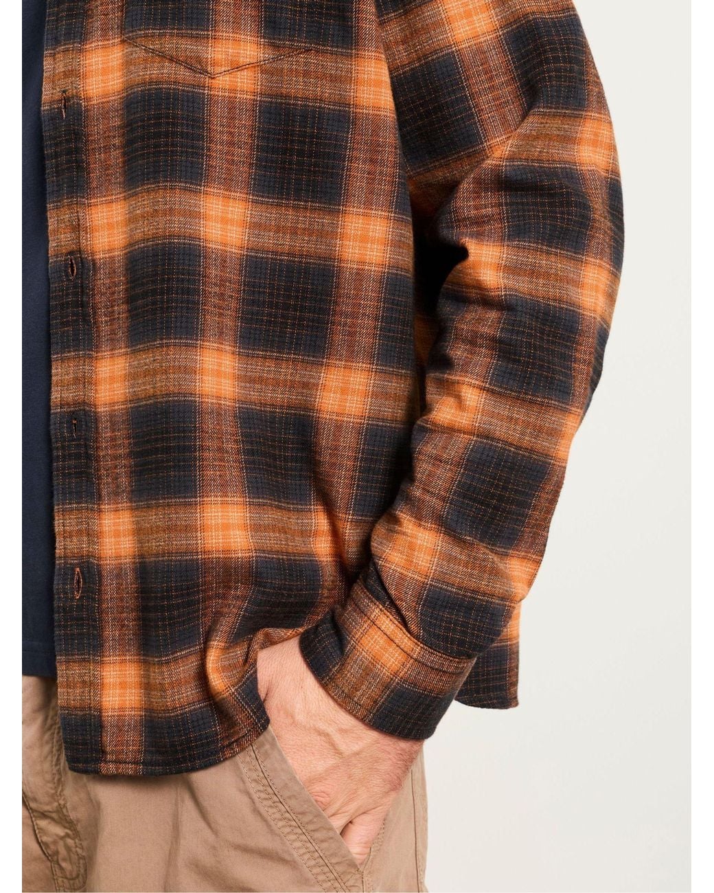 FatFace Orange Long Sleeve York Check Shirt for men