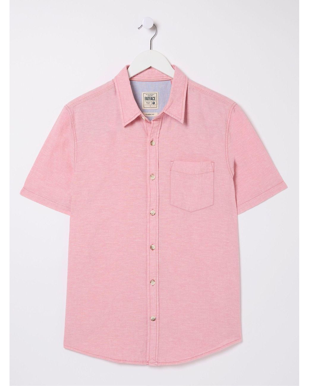 FatFace Pink Bugle Linen Cotton Shirt for men