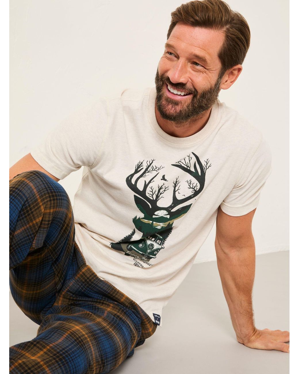 FatFace White Vw Stag Tshirt for men