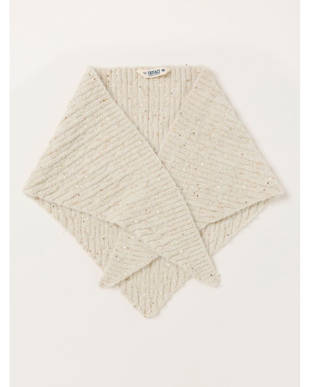 FatFace Natural Fatface Ivory Sequin Triangle Scarf