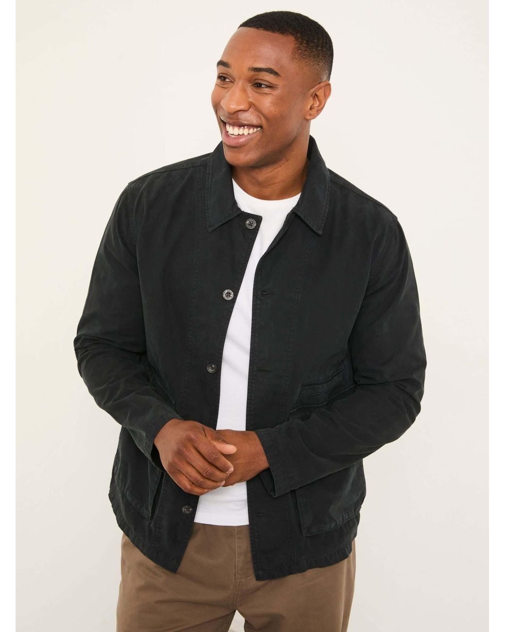 FatFace Black Garment Dye Worker Cotton Jacket for men