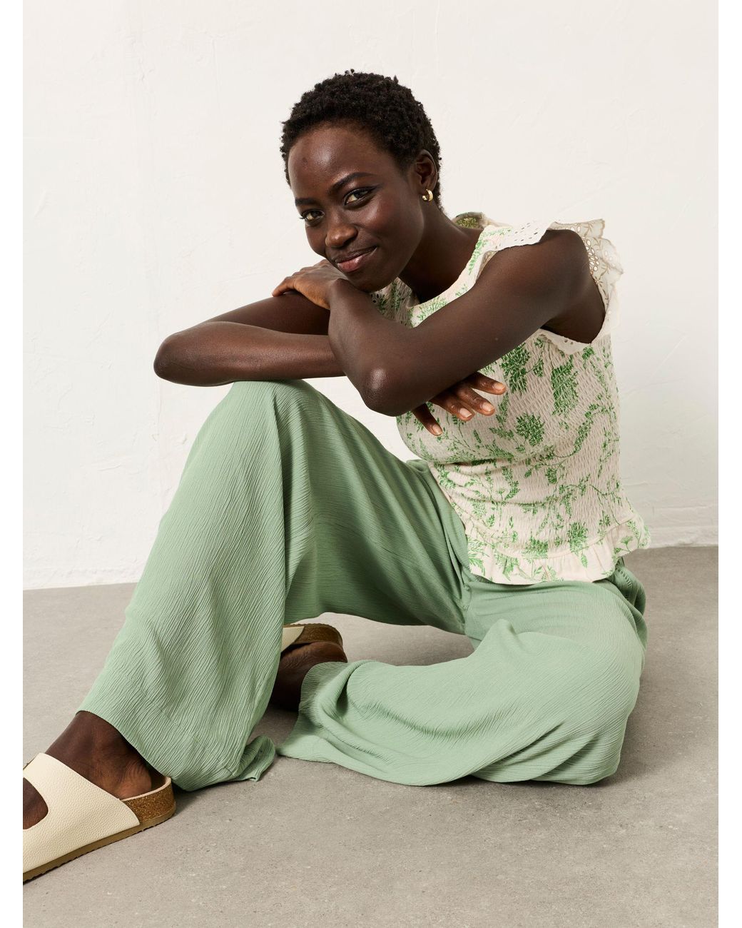 FatFace Green Melissa Palazzo Trousers