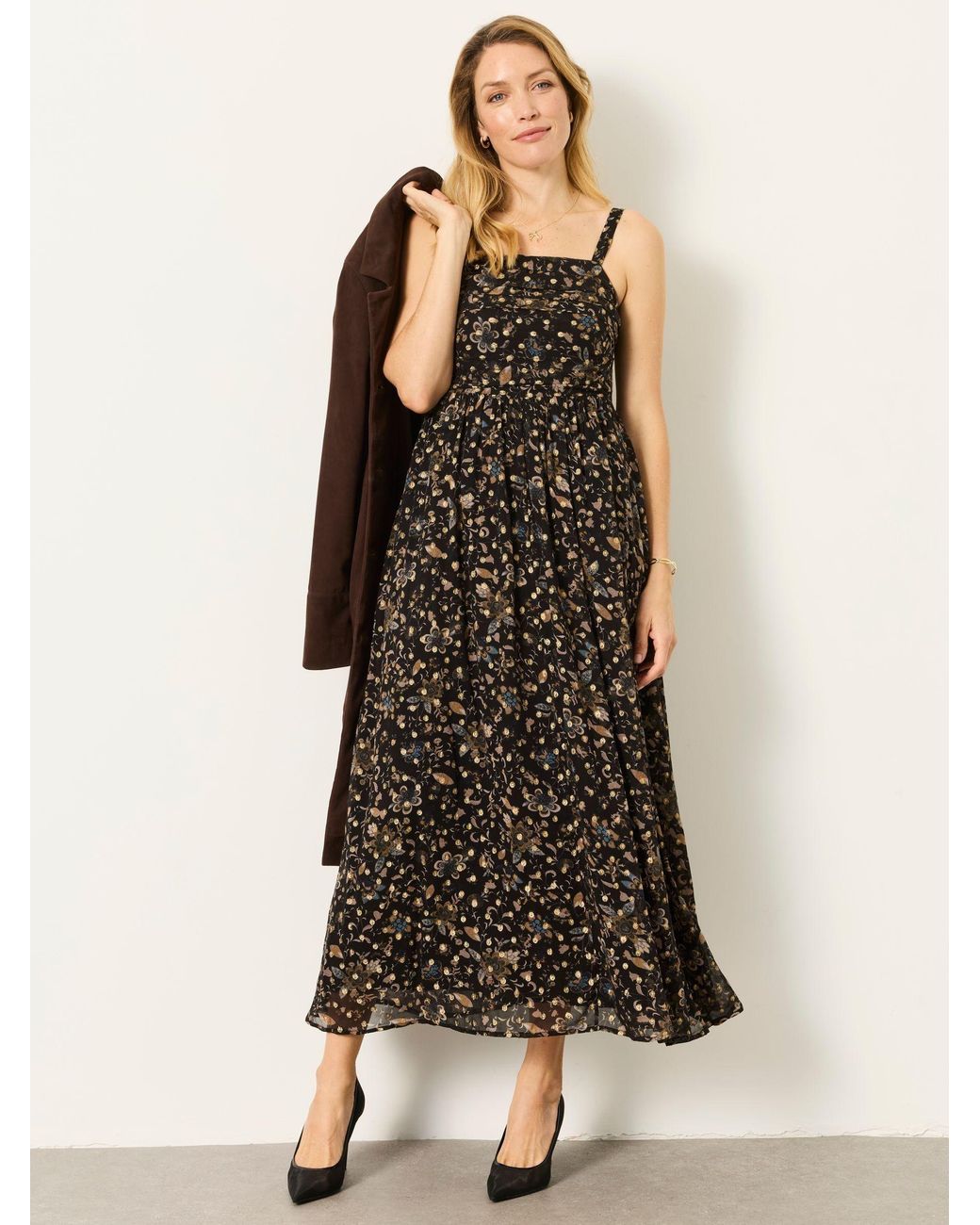 FatFace Black Mischa Metallic Spot Dress