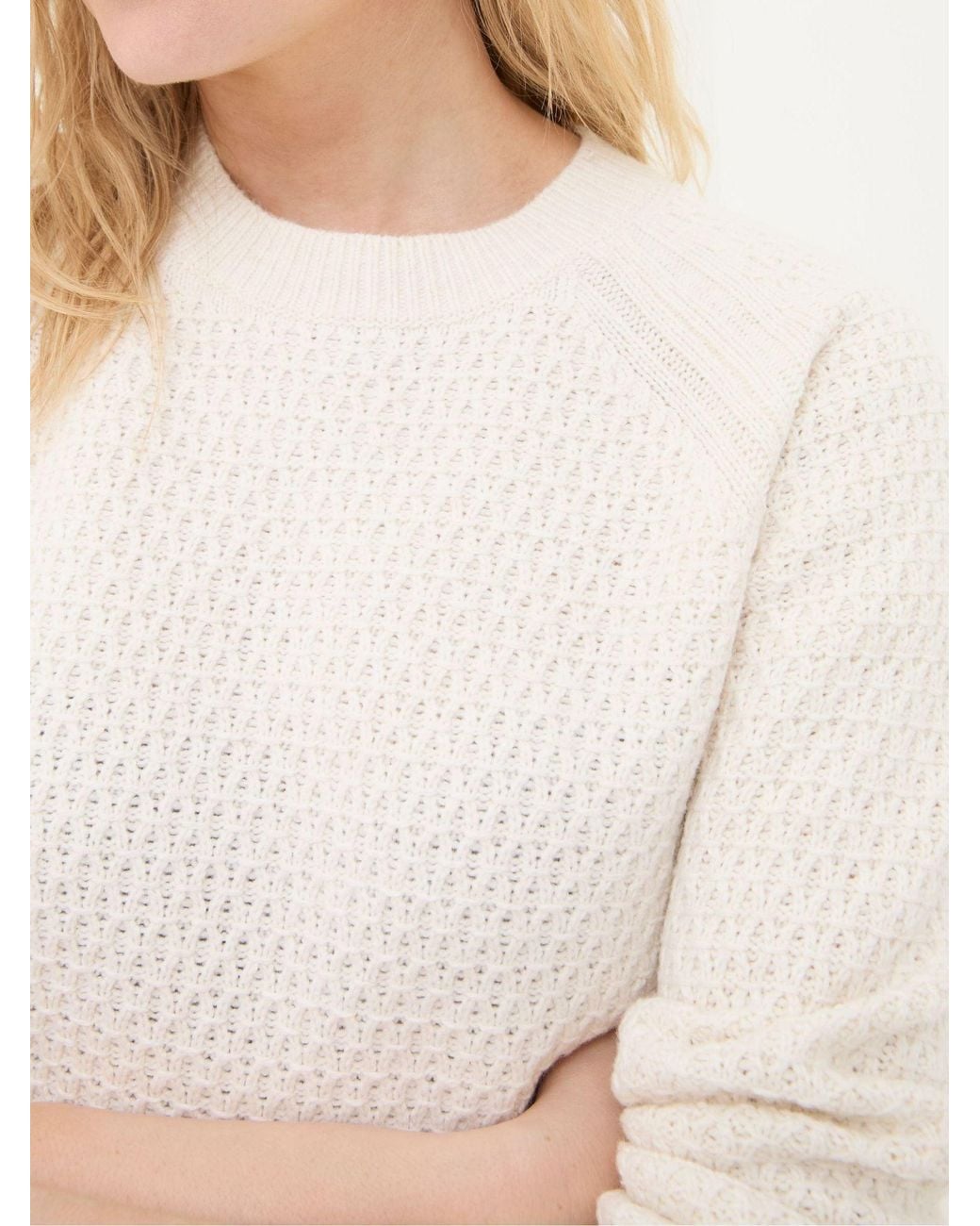 FatFace White Ella Textured Jumper