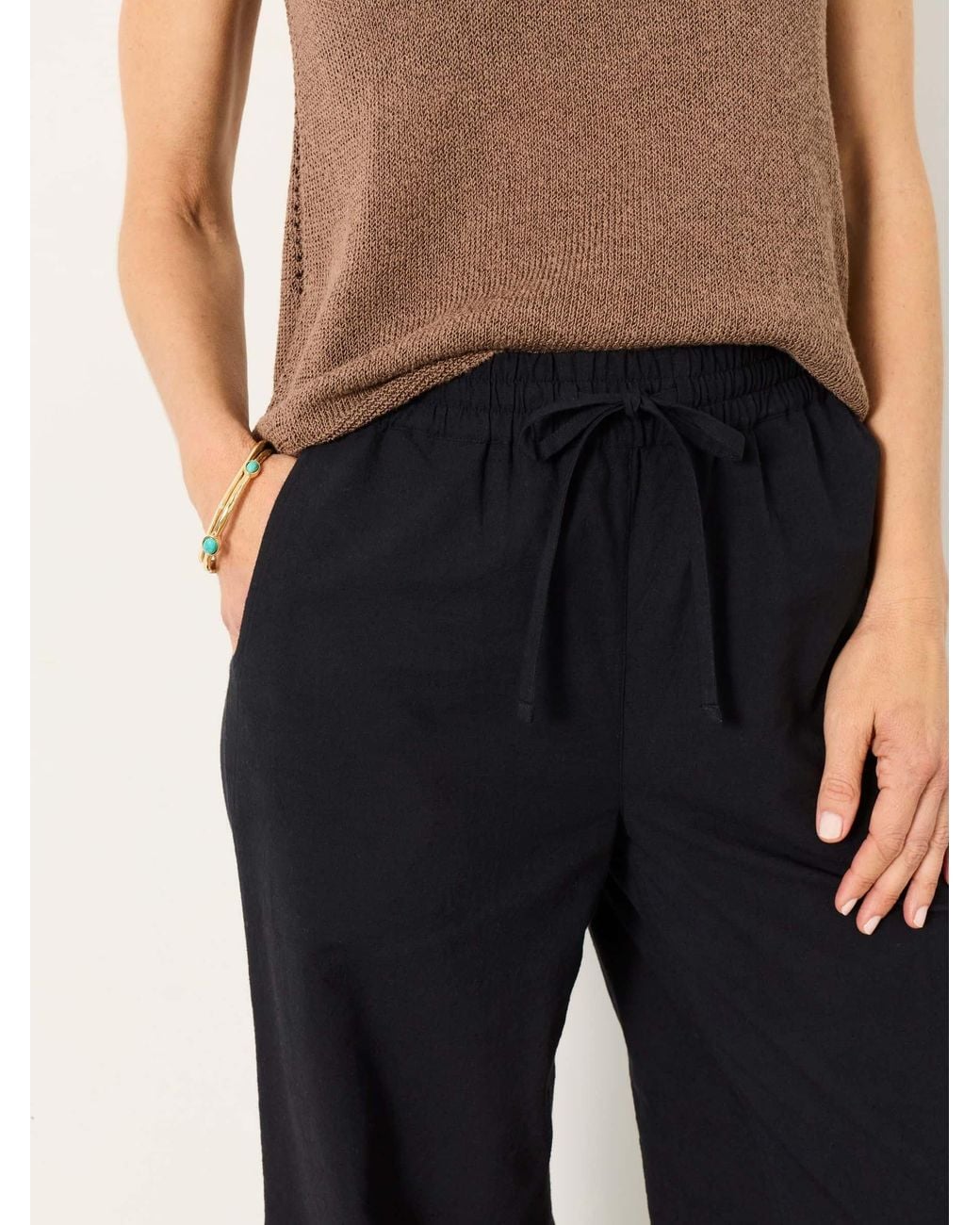 FatFace Metallic Amberly Embroidered Wide Leg Trousers