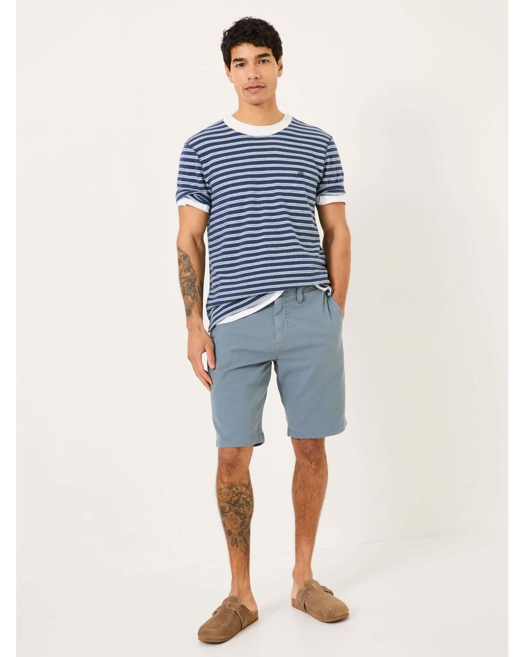 FatFace Blue Stow Garment Dye Shorts for men