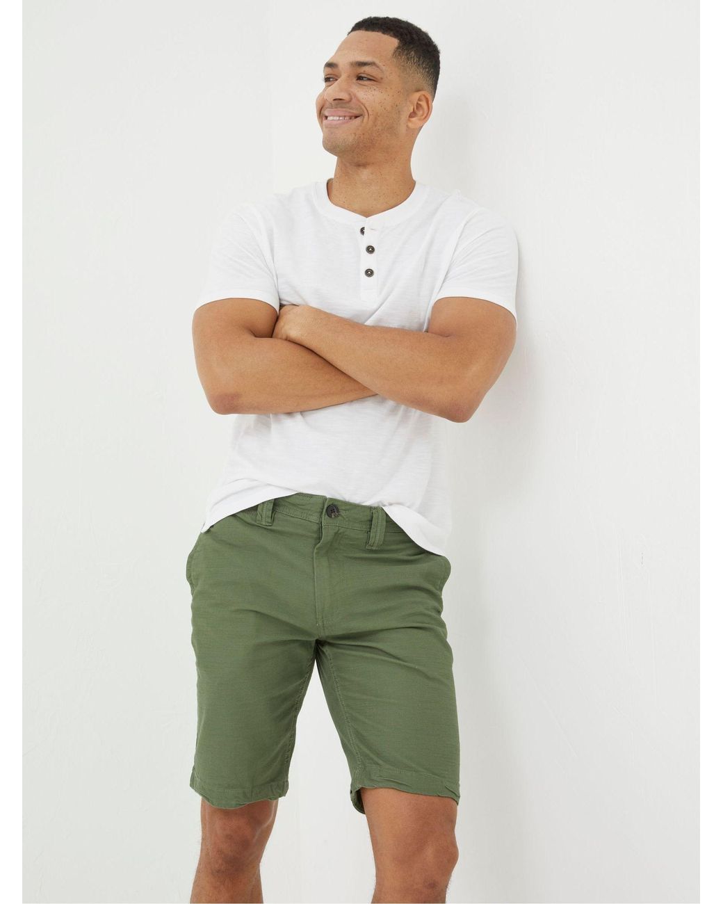 FatFace Green Stow Flat Front Shorts for men