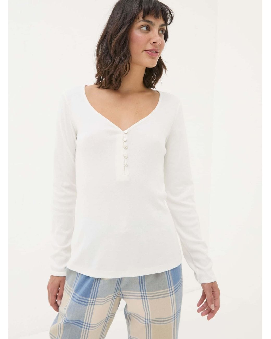 FatFace Red Lila Henley Pyjama Top